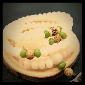 White Jade Long Chain Lady jewelryHand made with n